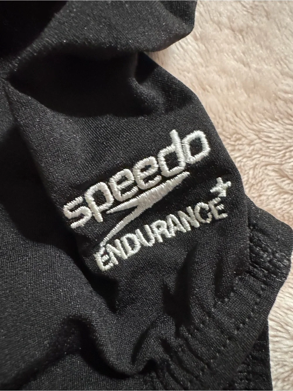 Speedo Black One-Piece Swimsuit with Purple Trim - Picture 2 of 5